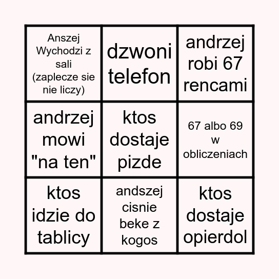 Anszejofe Binko Bingo Card