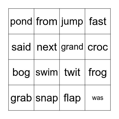 Swim with a Croc Bingo Card