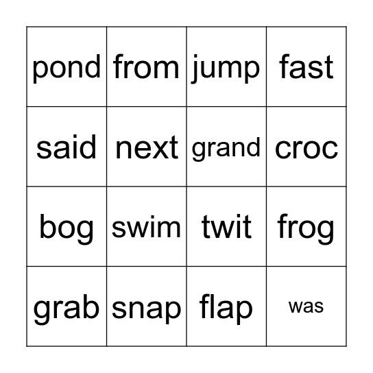 Swim with a Croc Bingo Card
