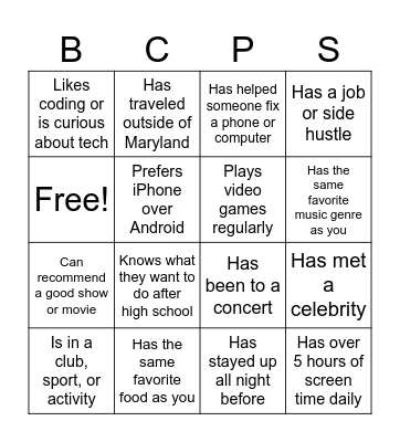 Per Scholas: OPEN HOUSE Bingo Card