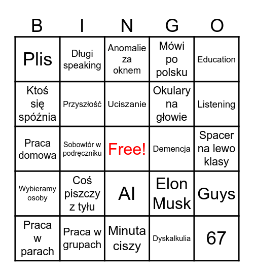 Angielski "C1/C2" Bingo Card