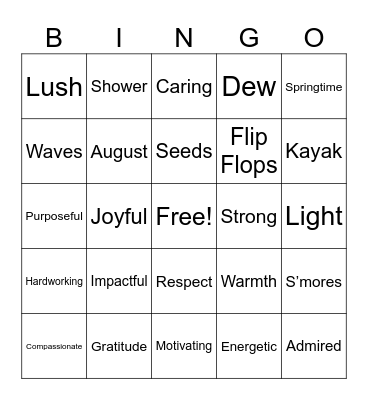 EHS Staff Bingo Card