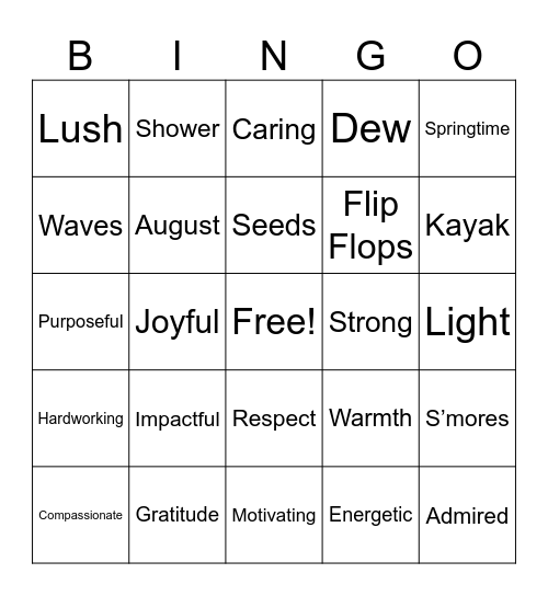 EHS Staff Bingo Card