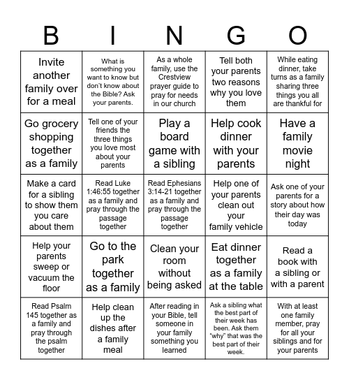 Crestview Bingo Card