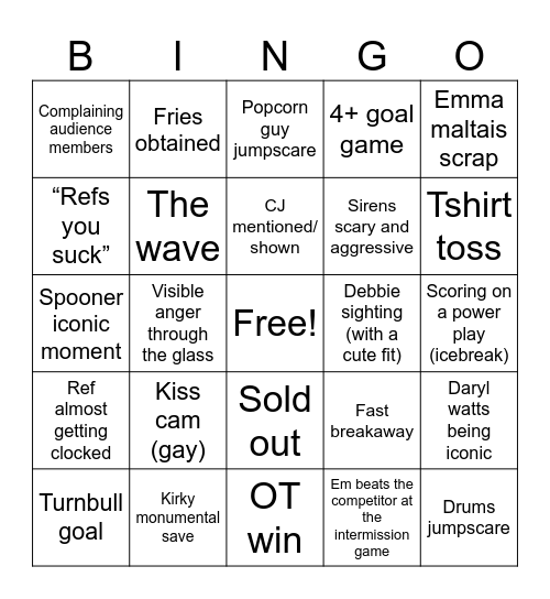 Pride game Bingo Card