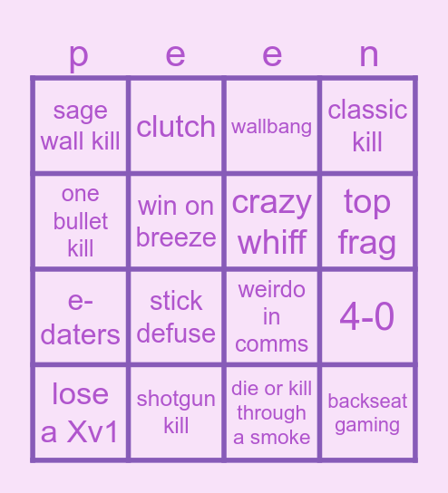 valorant bingo Card
