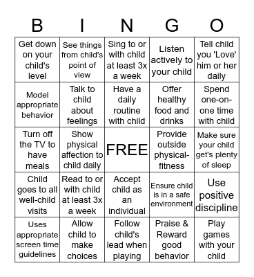 FAMILY MATTERS Bingo Card