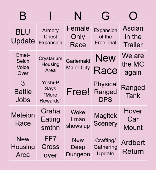 FFXIV FanFest 2026 Bingo Card