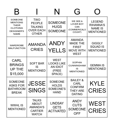 SUMMER HOUSE REUNION Bingo Card