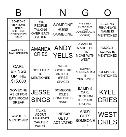 SUMMER HOUSE REUNION Bingo Card