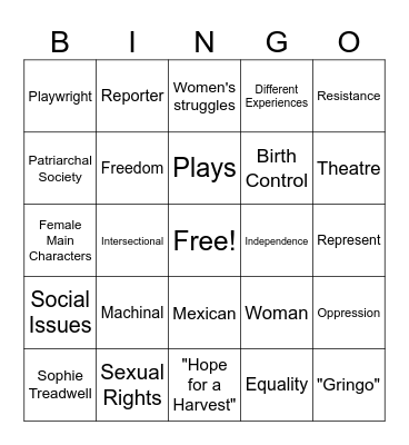 Sophie Treadwell Bingo Card