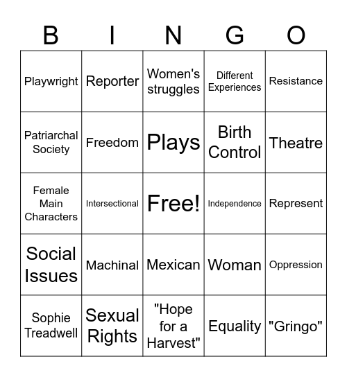 Sophie Treadwell Bingo Card