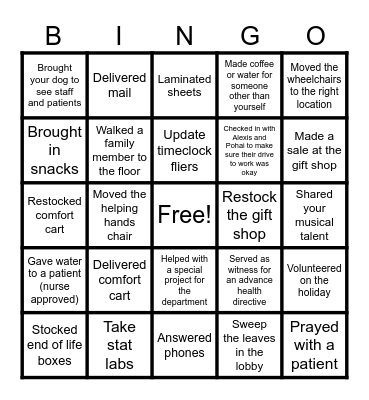 Volunteer Bingo Card