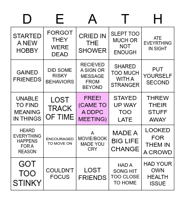DEATH BINGO Card