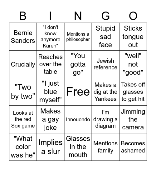 Natingo Bingo Card