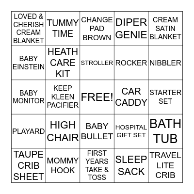 BABY BINGO  Bingo Card