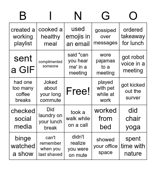 Wellness Wednesday Bingo Card