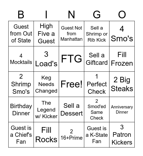 ✫Startender Bingo✫ Bingo Card