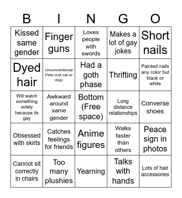 gay bingo Card