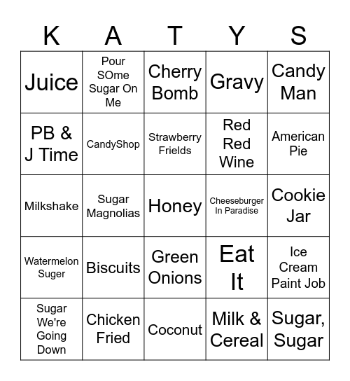 Midnight Munchies Bingo Card