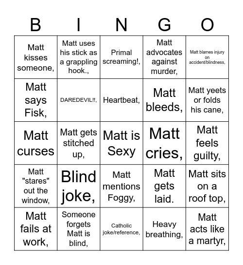 Daredevil Born Again - Matt Edition Bingo Card
