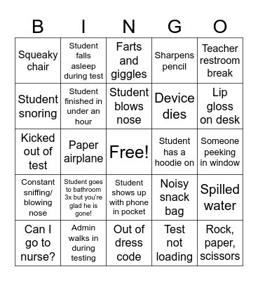 STAAR Bingo Card