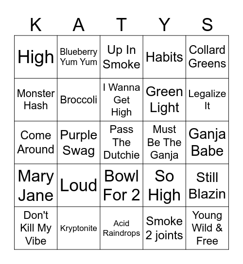 Green Out Bingo Card