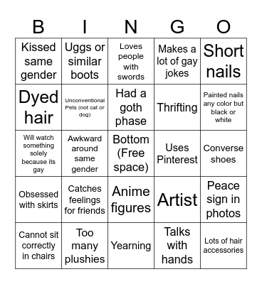 gay bingo Card