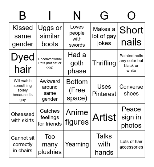 gay bingo Card