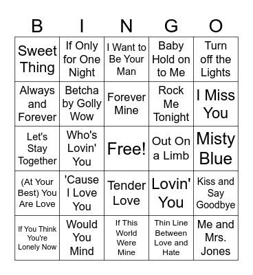 Vintage Love Bingo Card