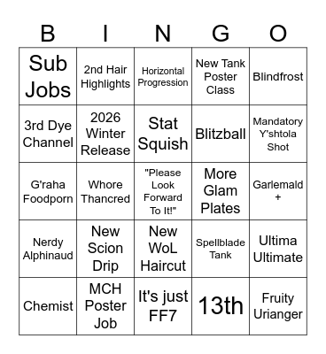 Fanfest Bingo Card