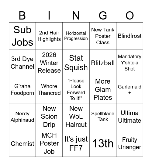 Fanfest Bingo Card
