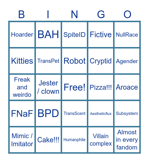 Ennard's Bingo Card