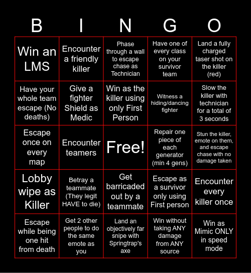 Bite By Note Bingo Card