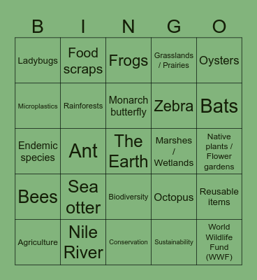 EARTH DAY BINGO Card