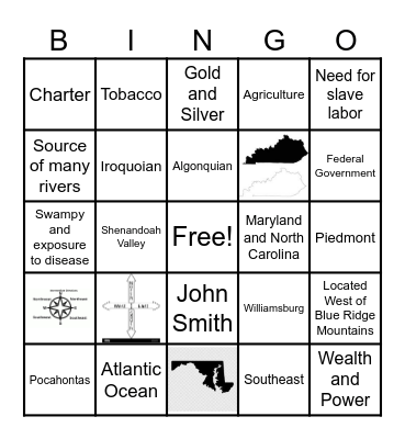 Social Studies  SOL Review Bingo Card