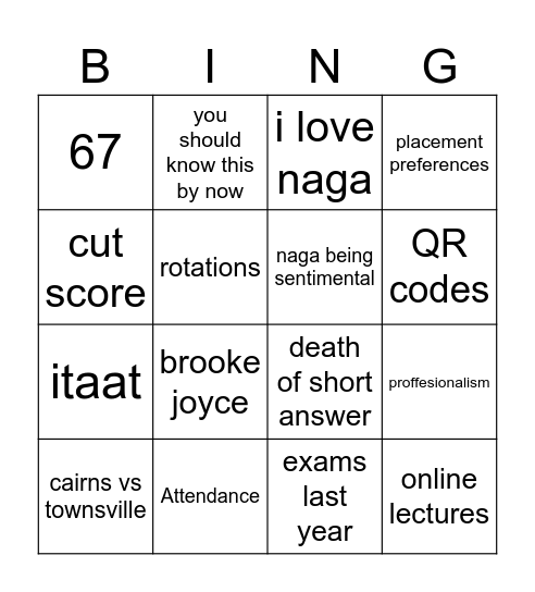 Talk back bingo Card