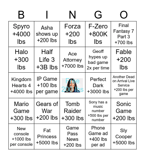 Asha Summer WG Fest Bingo Card