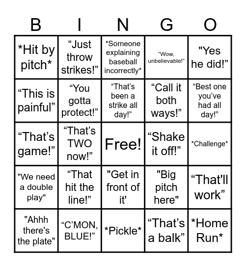 make baseball fun again Bingo Card
