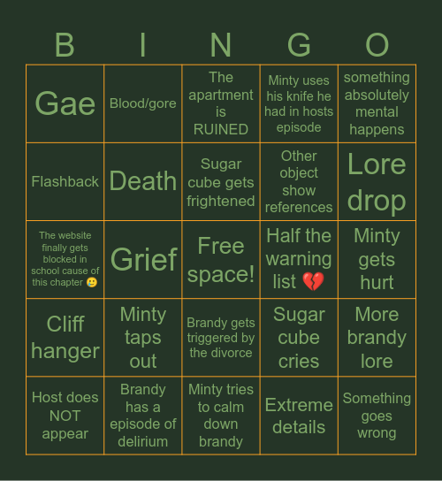 Objectfied EP 100 wilted Bingo Card