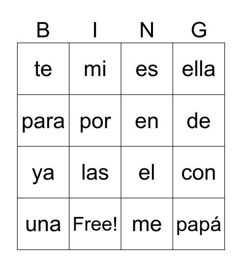 Bingo Card