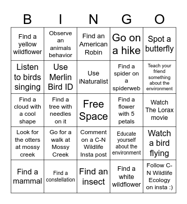 Earth Day Bingo Card