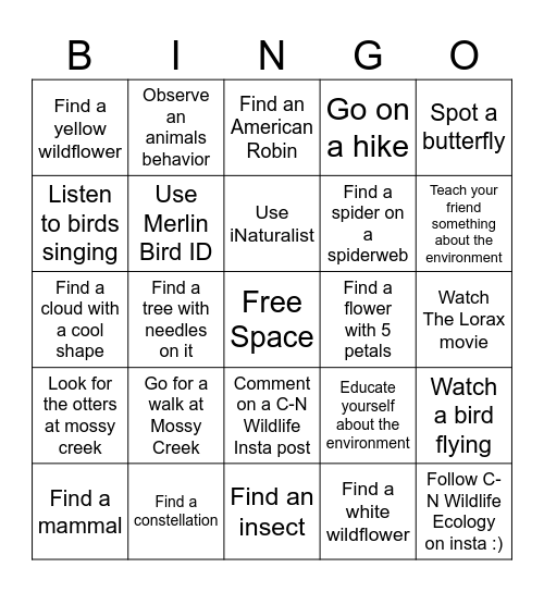 Earth Day Bingo Card