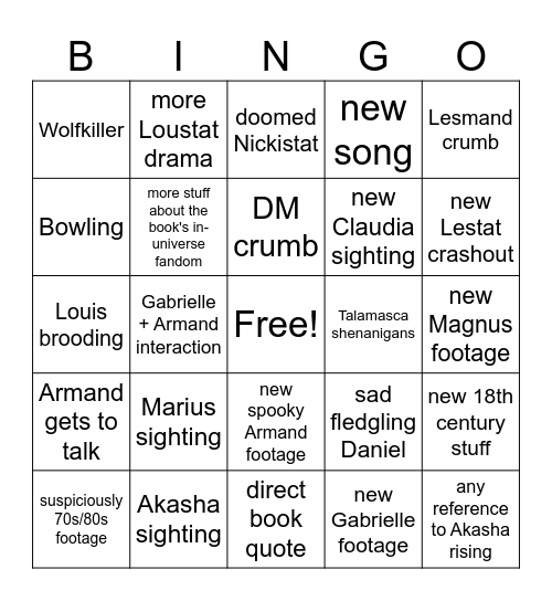 TVL Trailer Bingo Card