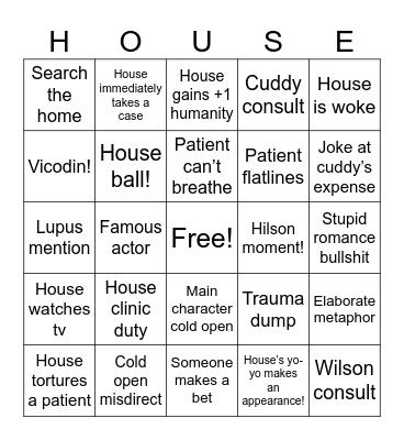 House Bingo Card