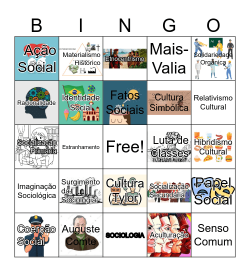 Bingo de Sociologia Bingo Card