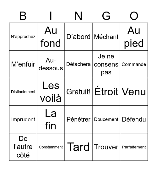 FANTÔME DE L'OPÉRA (CH. 13-15) Bingo Card