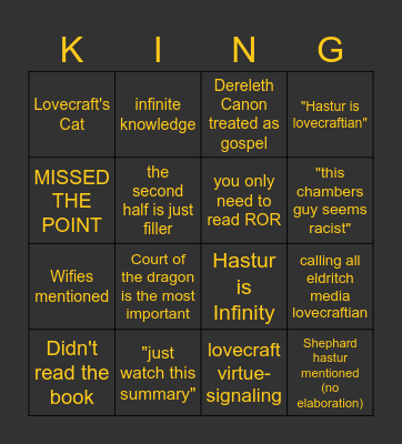 Hasturslop Bingo Card