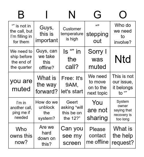 9AM BS BINGO Card