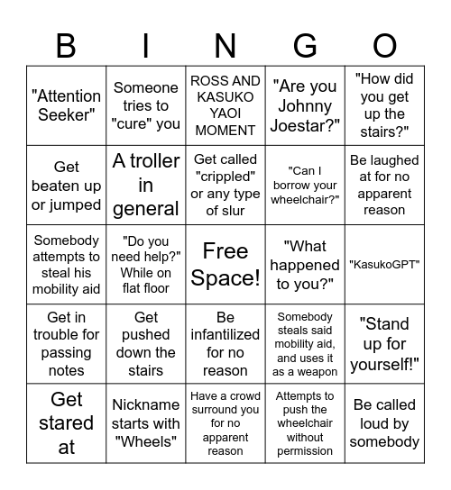 Kasuko's Bingo! Bingo Card